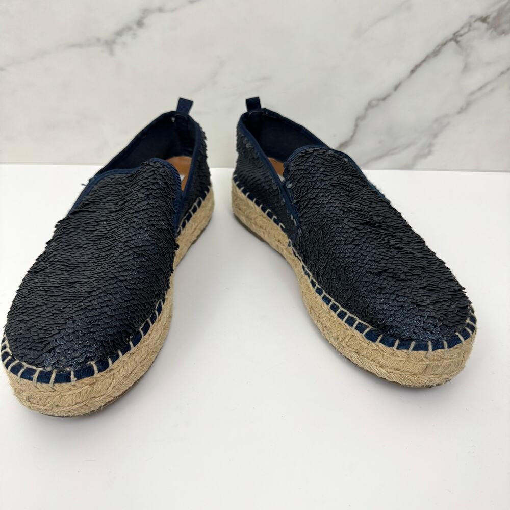 Navy Espadrille Slip-On Shoes, Sequins